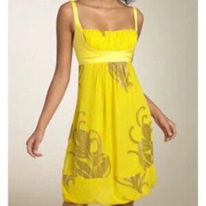 Nicole Miller size 2 Yellow/Metallic Gold empire waist dress